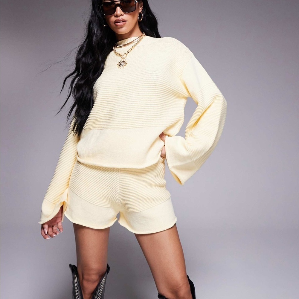 Princess Polly Creamy yellow Cheyenne High Waist sweater Shorts